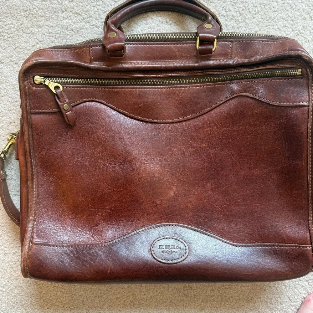 J.W. Hulme Leather‎ Briefcase –Made in USA Vintage Briefcase With Shoulder Strap